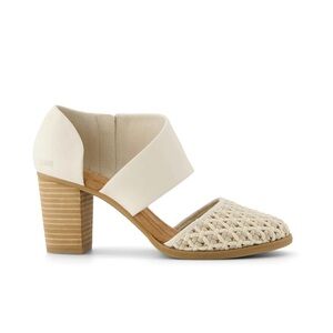 TOMS Milan brand new leather  Ivory Woven Block Heels